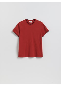 Reserved - T-shirt regular z merceryzowaną bawełną - czerwony ze sklepu Reserved w kategorii T-shirty męskie - zdjęcie 188854185
