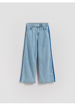 Reserved - Jeansy super wide leg z lampasami - niebieski ze sklepu Reserved w kategorii Spodnie dziewczęce - zdjęcie 188854198