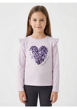 Sinsay - Bawełniana koszulka z połyskującymi cekinami - fioletowy ze sklepu Sinsay w kategorii Bluzki dziewczęce - zdjęcie 188854888