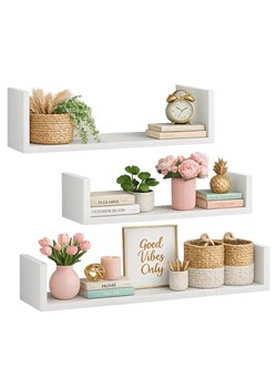 Komplet 3 Białych Półek Ściennych H7-P75 ze sklepu Edinos.pl w kategorii Półki - zdjęcie 188855135