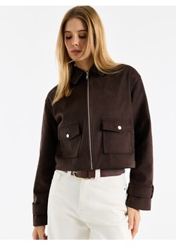 Mohito - Czekoladowa kurtka z imitacji zamszu - ciemnobrązowy ze sklepu Mohito w kategorii Kurtki damskie - zdjęcie 188856496