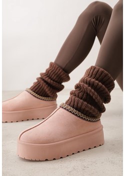 Różowe Śniegowce na Platformie z Niską Cholewką i Haftowanym Wzorem Zivilae ze sklepu renee.pl w kategorii Śniegowce damskie - zdjęcie 188856507