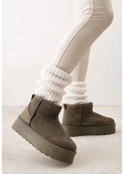 Zielone Krótkie Śniegowce na Grubej Podeszwie Aranwen ze sklepu renee.pl w kategorii Śniegowce damskie - zdjęcie 188856516