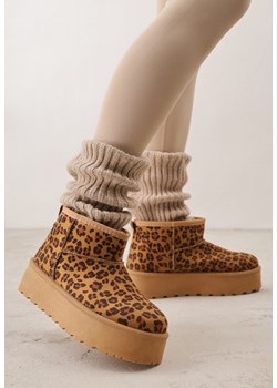 Panterkowe Krótkie Śniegowce na Grubej Podeszwie Aranwen ze sklepu renee.pl w kategorii Śniegowce damskie - zdjęcie 188856525