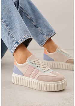Wielokolorowe Sneakersy na Tłoczonej Platformie Ozdobione Dwoma Paskami Hesaia ze sklepu renee.pl w kategorii Buty sportowe damskie - zdjęcie 188856669