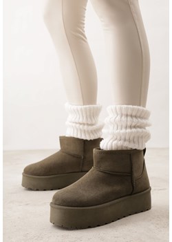 Zielone Krótkie Śniegowce na Platformie Lysindra ze sklepu born2be.pl w kategorii Śniegowce damskie - zdjęcie 188856849