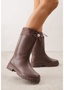 Brązowe Kalosze ze Stoperem na Cholewce Eunosa ze sklepu born2be.pl w kategorii Kalosze damskie - zdjęcie 188857029