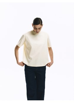 Reserved - T-shirt oversize z merceryzowanej bawełny - złamana biel ze sklepu Reserved w kategorii Bluzki damskie - zdjęcie 188861408