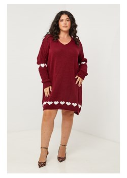 Curvy Lady Sukienka dzianinowa w kolorze bordowym ze sklepu Limango Polska w kategorii Sukienki - zdjęcie 188863505
