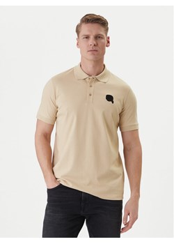 KARL LAGERFELD Polo 745015 562231 Beżowy Regular Fit ze sklepu MODIVO w kategorii T-shirty męskie - zdjęcie 188865069