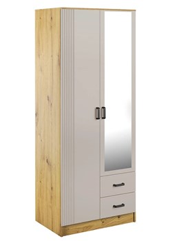 Szafa z lustrem i szufladami dąb artisan + kaszmir - Rivanox ze sklepu Edinos.pl w kategorii Szafy - zdjęcie 188866315