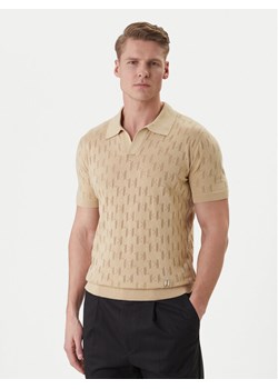 KARL LAGERFELD Polo 655005 562301 Beżowy Slim Fit ze sklepu MODIVO w kategorii T-shirty męskie - zdjęcie 188869018