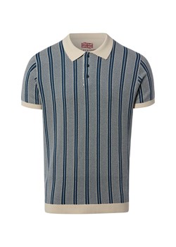 Finshley & Harding London Męska koszulka polo z dzianiny - Randy Mężczyźni drobna dzianina indygo wzorzysty ze sklepu vangraaf w kategorii Swetry męskie - zdjęcie 188870915