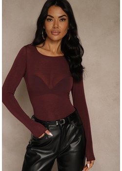 Bordowa Bluzka Longsleeve z Wiskozy i Kaszmiru Unelle ze sklepu renee.pl w kategorii Bluzki damskie - zdjęcie 188871835