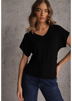 Czarny Wiskozowy T-shirt z Dekoltem V Eupharis ze sklepu renee.pl w kategorii Bluzki damskie - zdjęcie 188871889