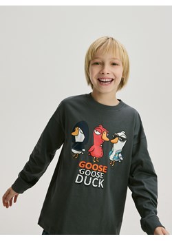 Reserved - Longsleeve Goose Goose Duck - ciemnoszary ze sklepu Reserved w kategorii T-shirty chłopięce - zdjęcie 188871957