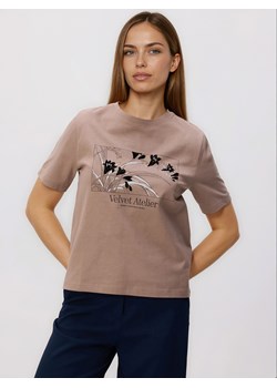 Reserved - Bawełniany t-shirt z nadrukiem - brązowy ze sklepu Reserved w kategorii Bluzki damskie - zdjęcie 188872117