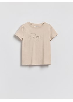 Reserved - T-shirt z napisem - beżowy ze sklepu Reserved w kategorii Bluzki damskie - zdjęcie 188872149