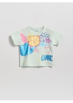 Reserved - T-shirt z nadrukiem - jasnozielony ze sklepu Reserved w kategorii Bluzki dziewczęce - zdjęcie 188872245
