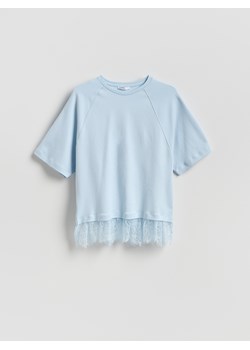 Reserved - T-shirt z koronką - jasnoniebieski ze sklepu Reserved w kategorii Bluzki damskie - zdjęcie 188872287