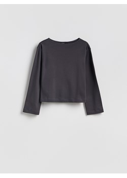 Reserved - Bawełniany longsleeve - ciemnoszary ze sklepu Reserved w kategorii Bluzki damskie - zdjęcie 188872296