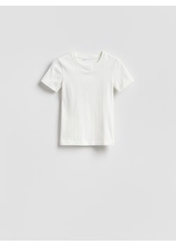 Reserved - T-shirt w prążek - złamana biel ze sklepu Reserved w kategorii Bluzki damskie - zdjęcie 188872298