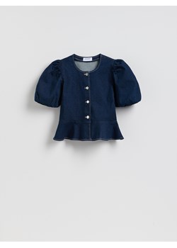 Reserved - Jeansowa bluzka z baskinką - granatowy ze sklepu Reserved w kategorii Bluzki damskie - zdjęcie 188872719