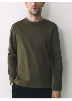 Reserved - Longsleeve z merceryzowanej bawełny - zielony ze sklepu Reserved w kategorii T-shirty męskie - zdjęcie 188872798