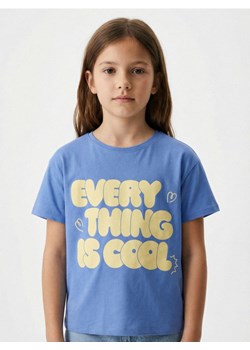 Sinsay - Bawełniana koszulka z napisem - niebieski ze sklepu Sinsay w kategorii T-shirty chłopięce - zdjęcie 188874667