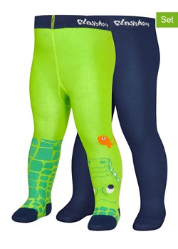 Playshoes Rajstopy (2 pary) w kolorze granatowo-zielonym ze sklepu Limango Polska w kategorii Rajstopy dziecięce - zdjęcie 188880838
