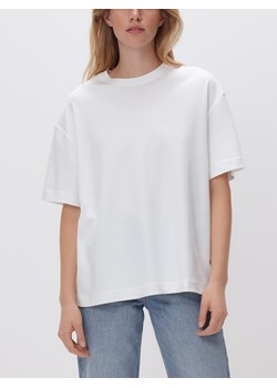 Reserved - T-shirt oversize z merceryzowanej bawełny - biały ze sklepu Reserved w kategorii Bluzki damskie - zdjęcie 188885239