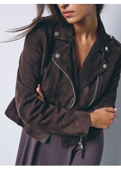 Mohito - Skórzana brązowa ramoneska - ciemnobrązowy ze sklepu Mohito w kategorii Kurtki damskie - zdjęcie 188886959
