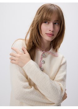 Reserved - Sweter z ozdobnym kołnierzem - kremowy ze sklepu Reserved w kategorii Swetry damskie - zdjęcie 188887226