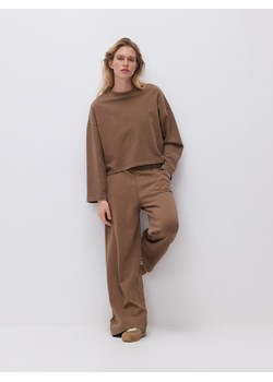 Reserved - Spodnie dresowe z bawełną - brązowy ze sklepu Reserved w kategorii Spodnie damskie - zdjęcie 188887655
