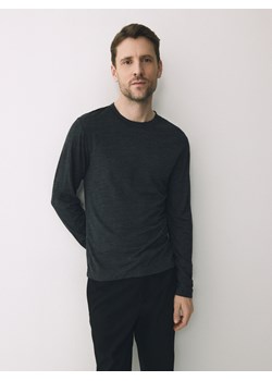 Reserved - Longsleeve z wełny merino - ciemnoszary ze sklepu Reserved w kategorii T-shirty męskie - zdjęcie 188887715