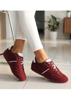 Bordowe sneakersy damskie zamszowe /A10-3 18801 W282/ ze sklepu Pantofelek24.pl w kategorii Buty sportowe damskie - zdjęcie 188887745