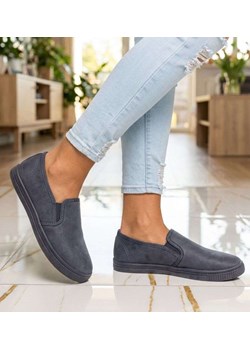 Wsuwane tenisówki z tkaniny Dark Grey /G3-2 15672 T1/ ze sklepu Pantofelek24.pl w kategorii Trampki damskie - zdjęcie 188887775