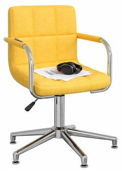 Żółte Pikowane Nowoczesne Krzesło Biurowe Bez Kółek F8-E69 ze sklepu Edinos.pl w kategorii Krzesła - zdjęcie 188890265