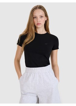 Damski t-shirt bez nadruku (2-pack) 4F 4FRMM00TTSHF2709 - czarny ze sklepu Sportstylestory.com w kategorii Bluzki damskie - zdjęcie 188893168