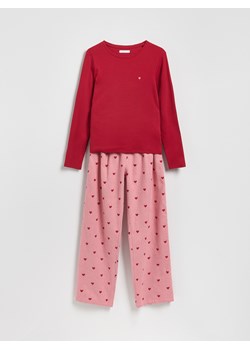 Reserved - Dwuczęściowa piżama w serca - czerwony ze sklepu Reserved w kategorii Piżamy damskie - zdjęcie 188894909