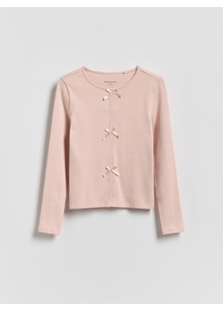Reserved - Koszulka z kokardkami - pastelowy róż ze sklepu Reserved w kategorii Bluzki dziewczęce - zdjęcie 188895715