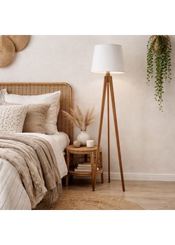 Trójnożna lampa podłogowa z drewna CURACAO lampa stojąca na trójnogu z abażurem ze sklepu Lysne w kategorii Lampy podłogowe - zdjęcie 188895928