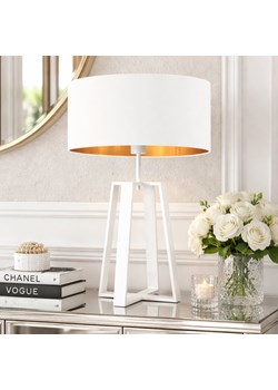 Duża lampa stołowa glamour z białym abażurem ze złotym wnętrzem THOR GOLD ze sklepu Lysne w kategorii Lampy stołowe - zdjęcie 188895967