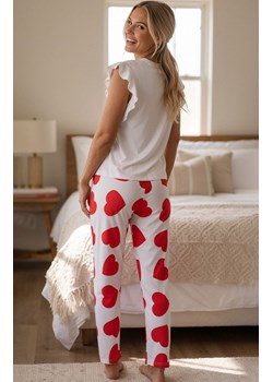 Piżama damska dwuczęściowa w czerwone serduszka HEARINIA, Kolor biało-czerwony, Rozmiar S, Passion ze sklepu Intymna w kategorii Piżamy damskie - zdjęcie 188901498
