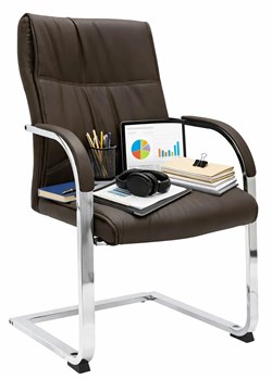 Brązowe tapicerowane nowoczesne krzesło biurowe K7-C94 ze sklepu Edinos.pl w kategorii Krzesła - zdjęcie 188901505