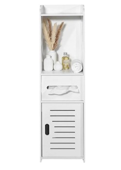 Biały słupek łazienkowy z 4 półkami T2-N82 ze sklepu Edinos.pl w kategorii Szafki i regały łazienkowe - zdjęcie 188901508