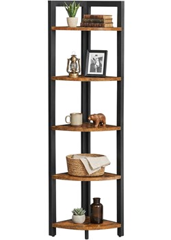 Industrialny Stojący Regał Narożny Rustykalny Brąz K3-N43 ze sklepu Edinos.pl w kategorii Regały i witryny - zdjęcie 188901528