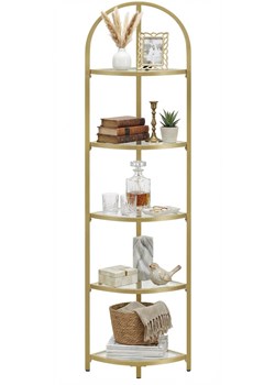 Złoty Narożny Regał Szklany W Stylu Glamour D0-F67 ze sklepu Edinos.pl w kategorii Regały i witryny - zdjęcie 188901529