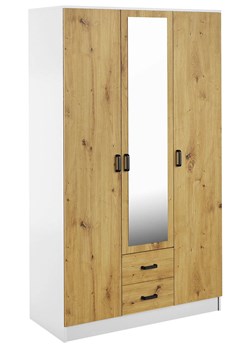 Skandynawska szafa trzydrzwiowa biały + dąb artisan - Montixa ze sklepu Edinos.pl w kategorii Szafy - zdjęcie 188901559