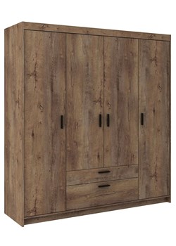 Czterodrzwiowa szafa z drążkiem i półkami dąb lefkas - Parioni 10X ze sklepu Edinos.pl w kategorii Szafy - zdjęcie 188901588